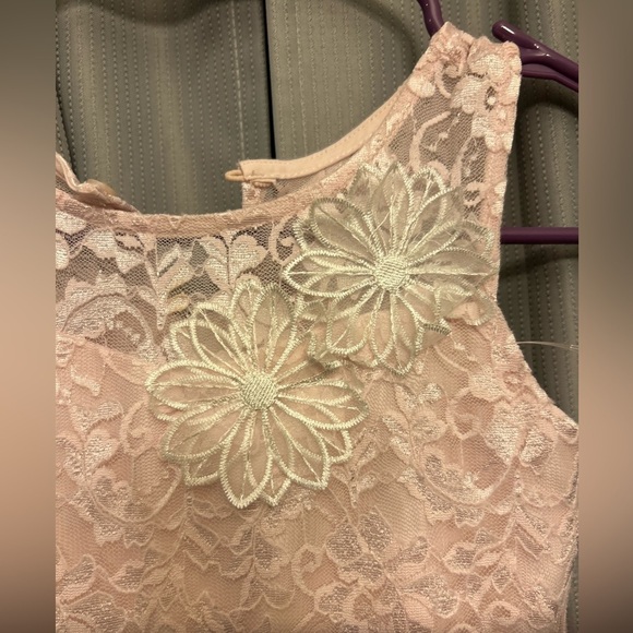 Pastourelle by Pippa and Julie Girls Pink Floral Lace Tiered Dress #91 - Picture 2 of 6
